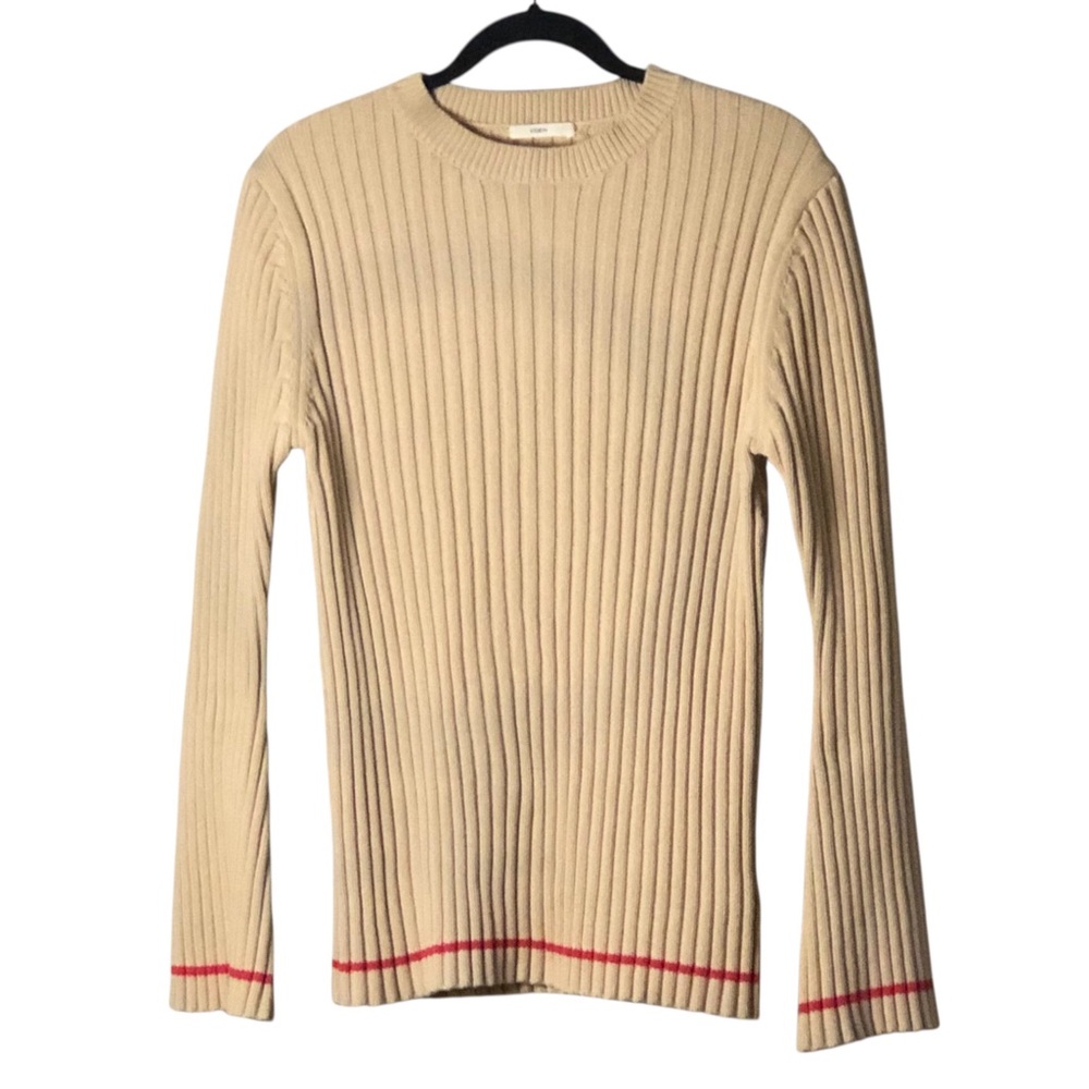Viden by Totokaelo Merrow 100% Cotton Buff Color Ribbed Elevated Classic Sweater